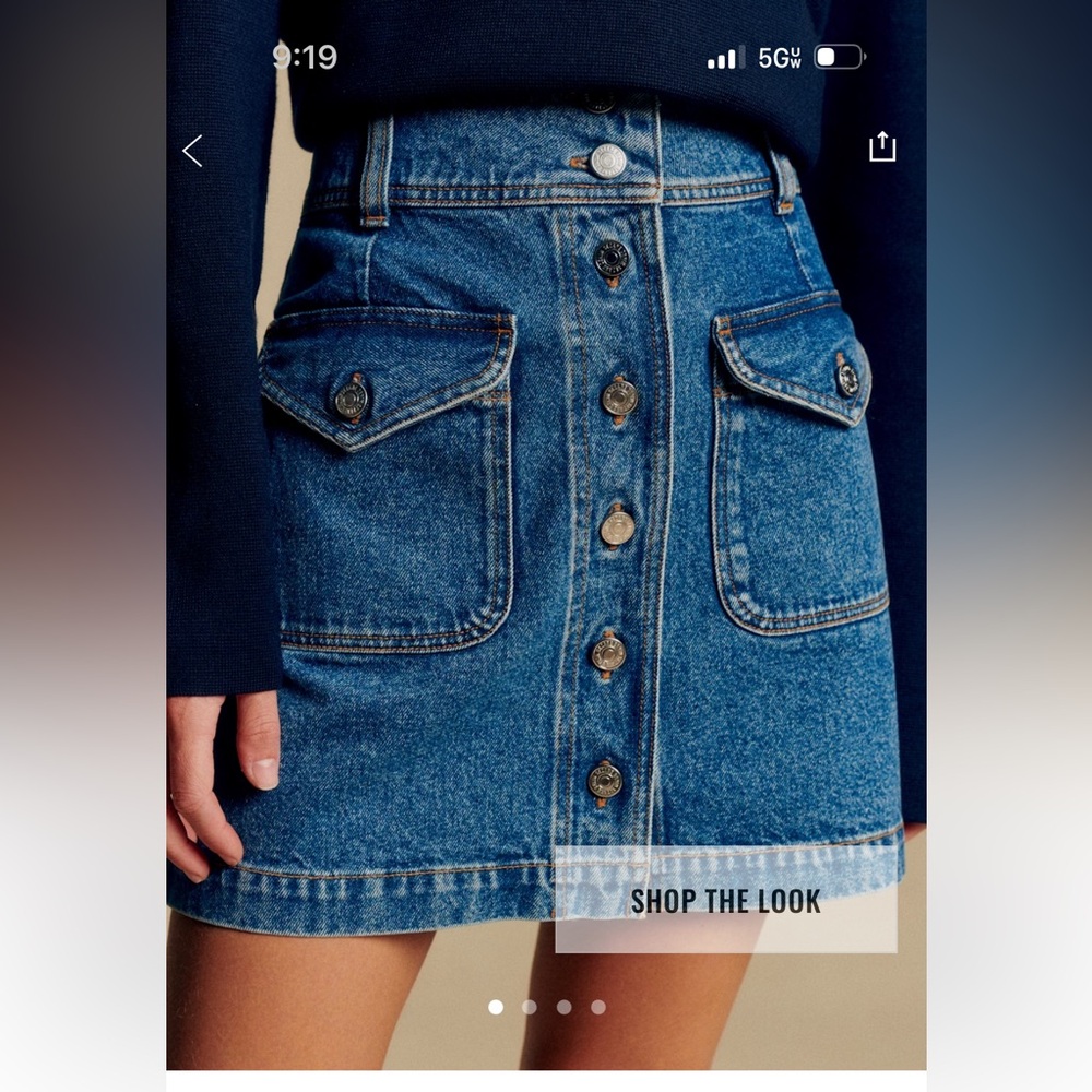 Sezane Bettie Skirt Deep Blue - Size 4